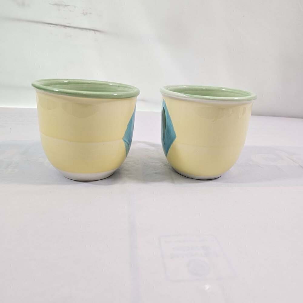 Pier 1 Italy Hand Painted 14 Oz Earthenware Coffee Tea Mugs Cups – Set of 2 - Picture 10 of 16